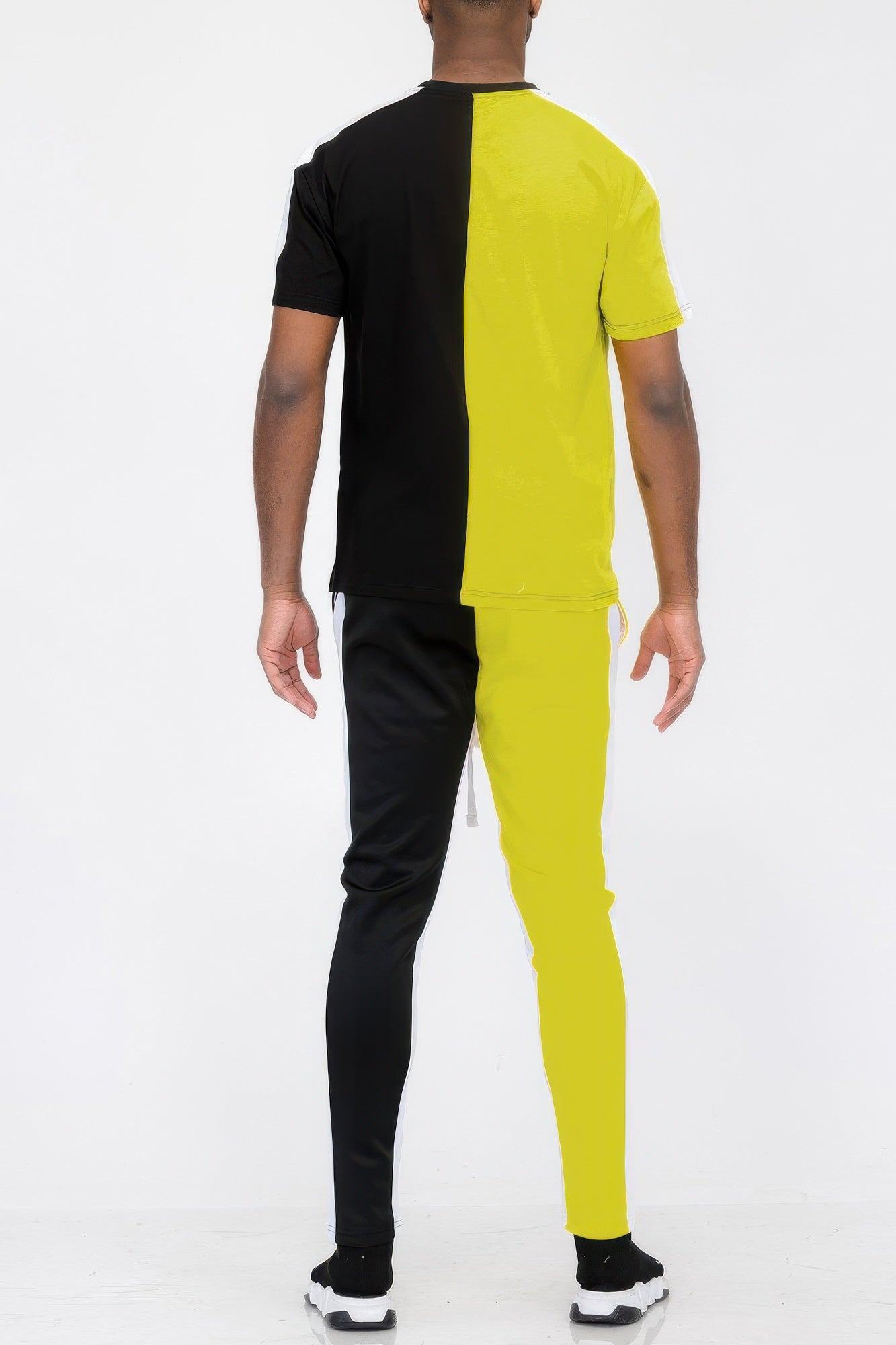 Two Tone Color Block Track Pant Jogger Set