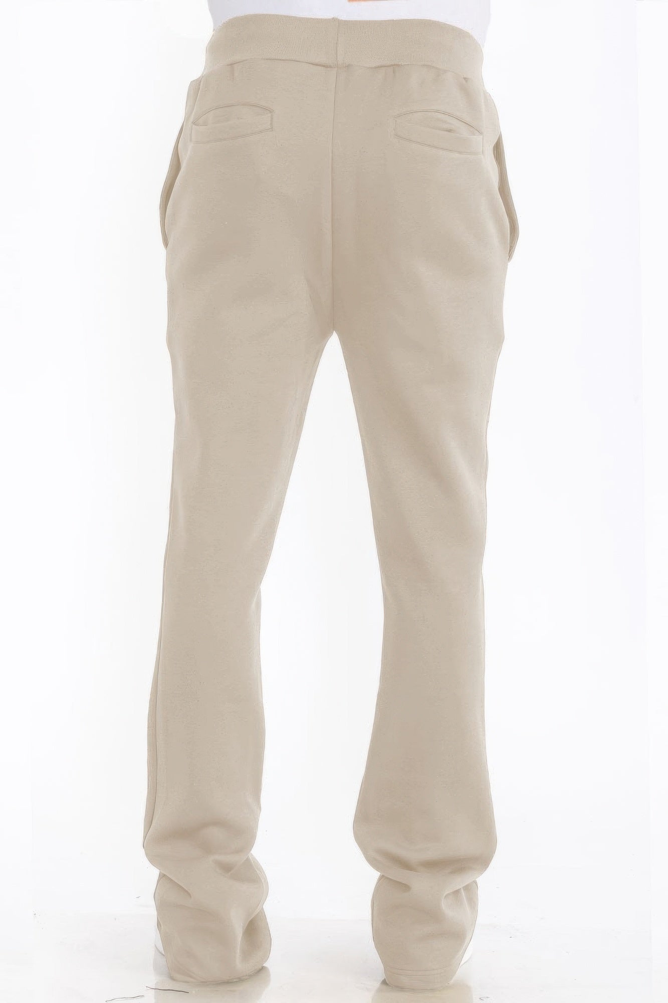 Men's Solid Fleece Flare Stacked Pants