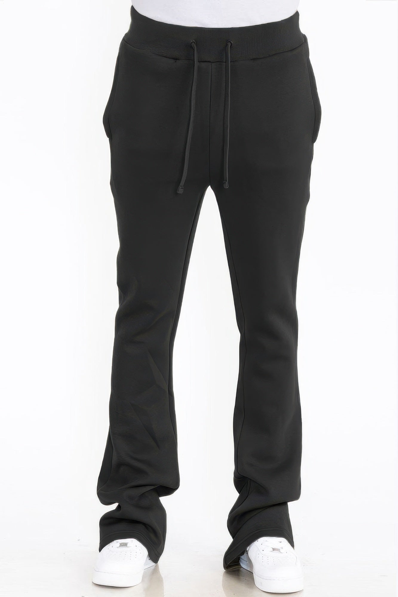 Men's Solid Fleece Flare Stacked Pants