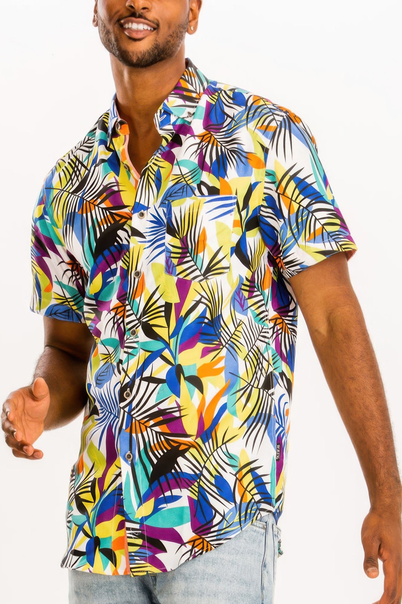 Hawaiian Print Button Down Shirt