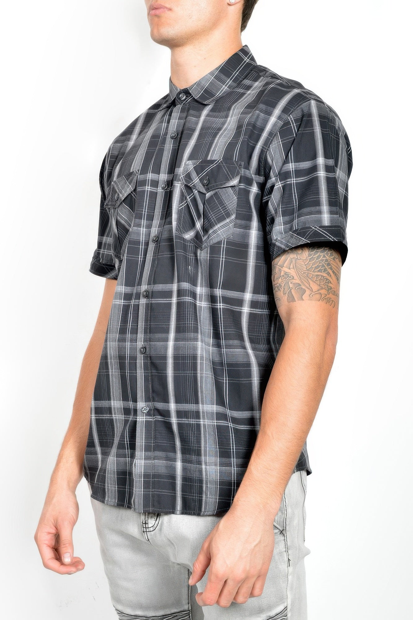 Men's Casual Short Sleeve Plaid Shirts