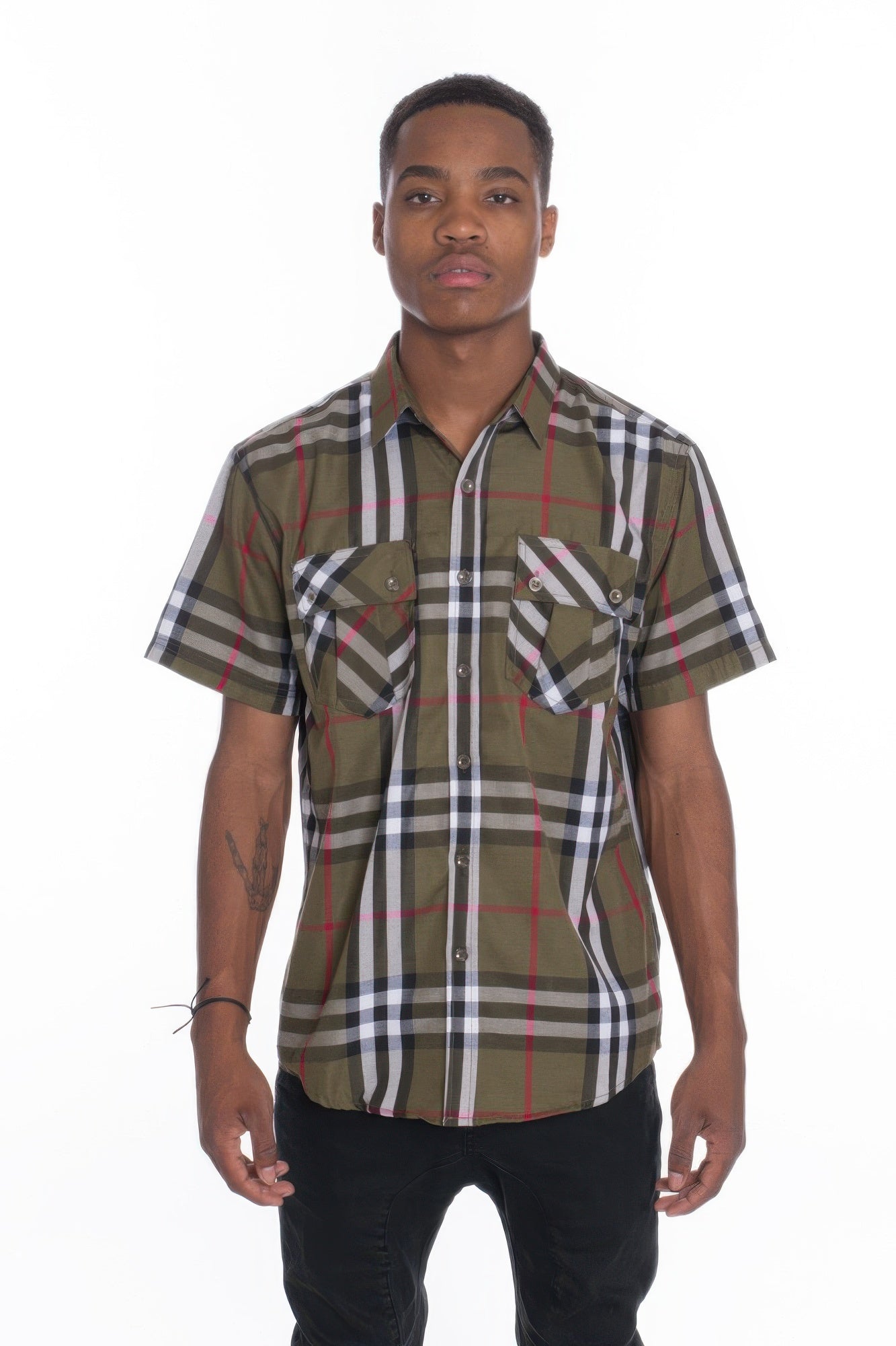 Men's Casual Short Sleeve Checker Shirts