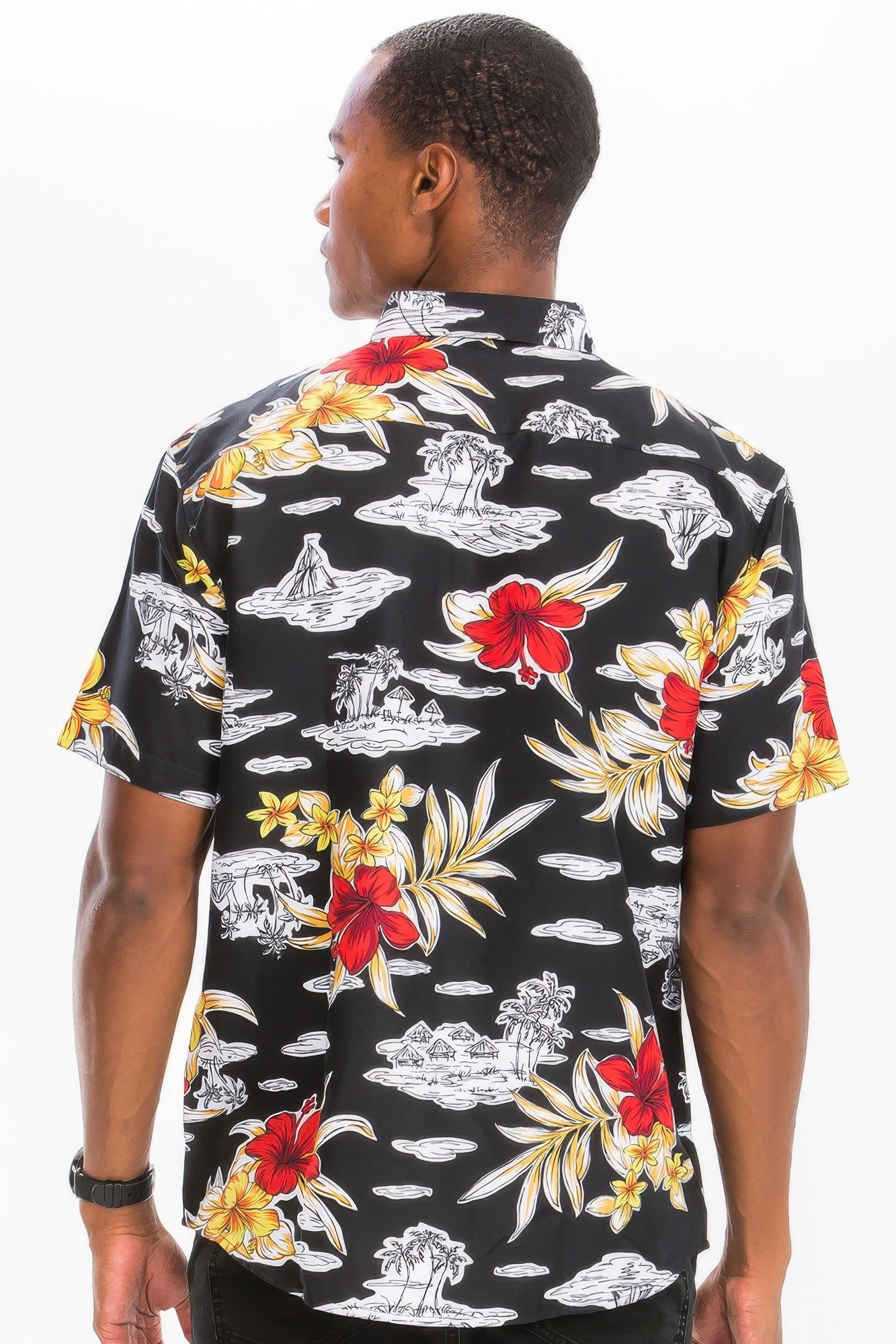 Men's Print Hawaiian Button Down Shirt