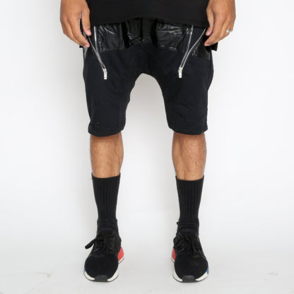 Leather Front Moto Short Pants