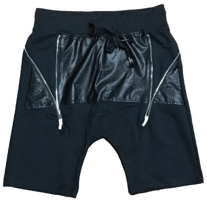 Leather Front Moto Short Pants