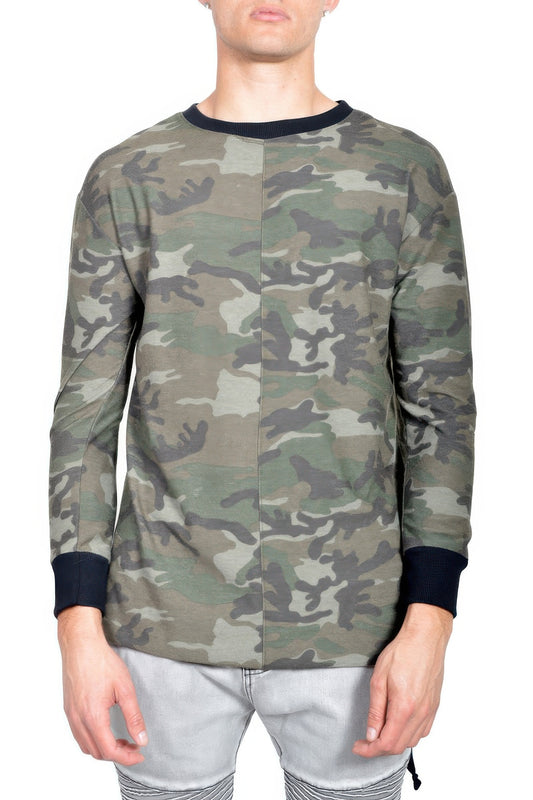 Men's Casual Long Sleeve Camo T-shirt Tops