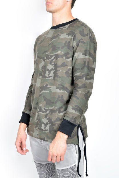 Men's Casual Long Sleeve Camo T-shirt Tops