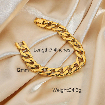 Women Jewelry Set Miami Cuban Chain Bracelet Bangle Flat Snake Stacking 18K Gold Plated Stainless Steel Bracelet For Accessories