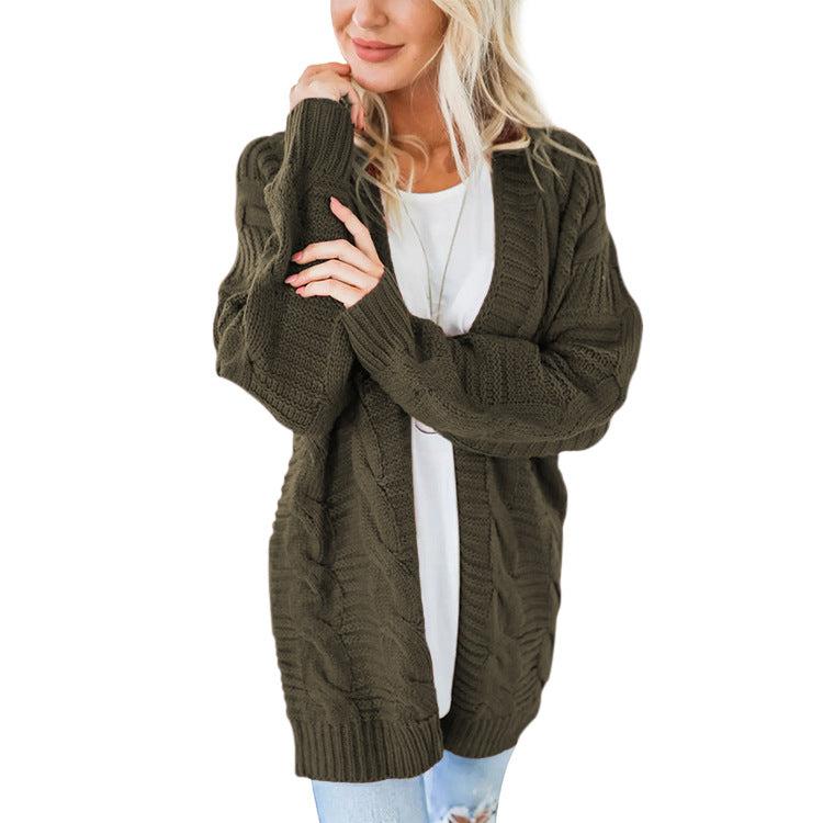 Women Knitted Plus Size Sweaters Hemp Flower Cardigan Sexy Long Sleeve