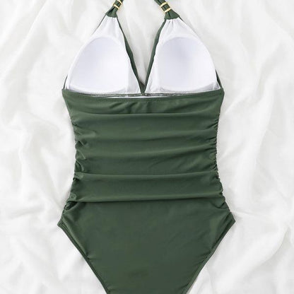 Women's Plunge Halter One-piece Swimsuit