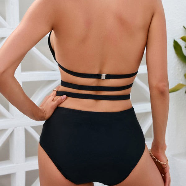Women's Sexy Backless Strappy One-Piece Swimsuit