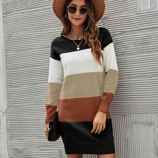 Woven Right Striped Sweater Dress