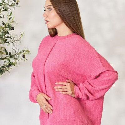 Zenana Full Size Center Seam Long Sleeve Sweatshirt