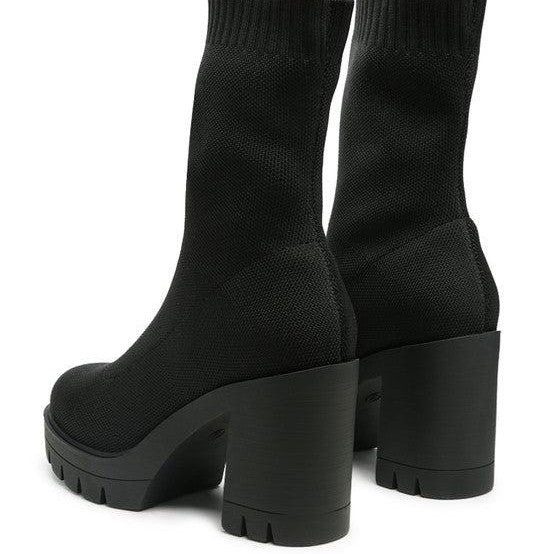 Zinnia Knitted Block Heeled Boots