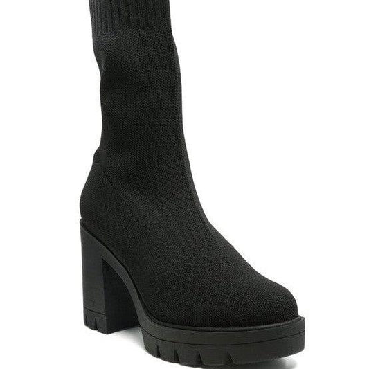 Zinnia Knitted Block Heeled Boots