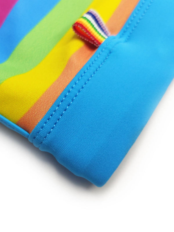 Men's Rainbow Fashion Tethered Slit Boxer Swim Shorts