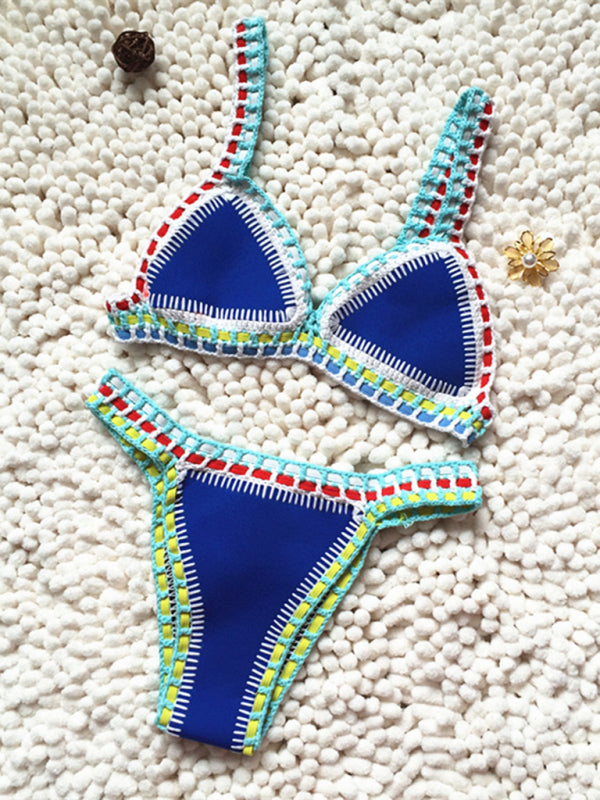 New Black Gold Bikini Handwoven Colorful One-Piece Swimsuit