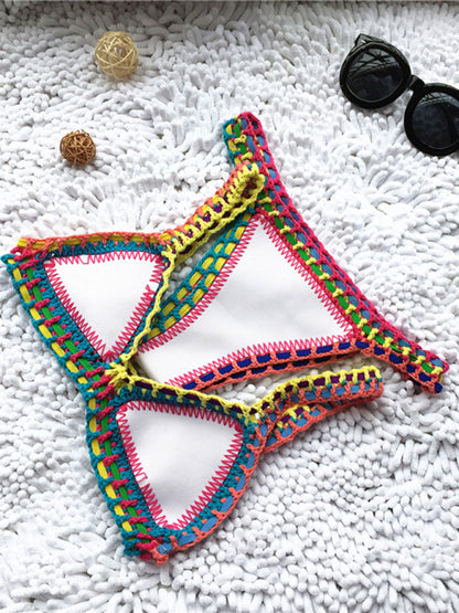 New Black Gold Bikini Handwoven Colorful One-Piece Swimsuit