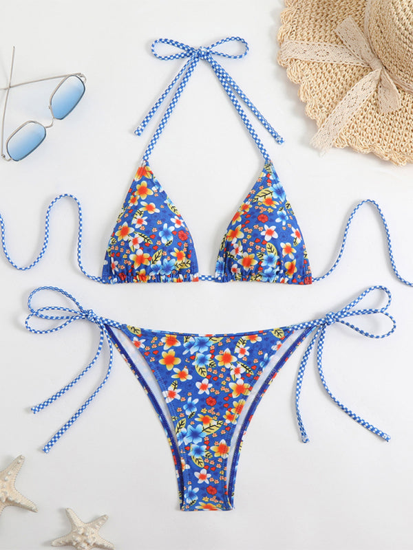 New style printed split bikini triangle lace sexy bikini