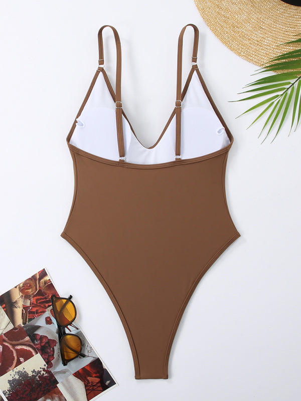 Women's multi-color sexy suspender one-piece bikini beach nightclub hot spring swimsuit