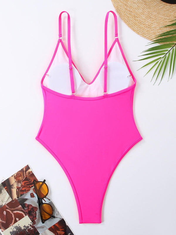 Women's multi-color sexy suspender one-piece bikini beach nightclub hot spring swimsuit