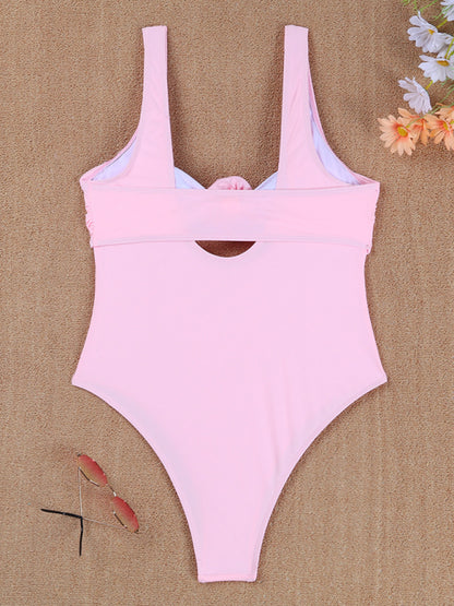 Solid color one-piece swimsuit sexy 3D flower two-piece bikini beach bikini