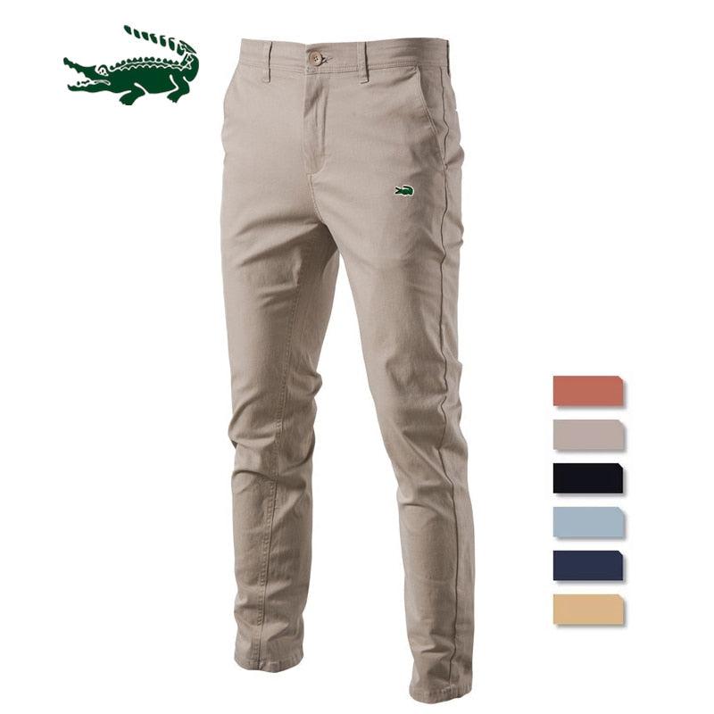 2023 Casual Cotton Men Trousers Solid Color Slim Fit Men's Pants New