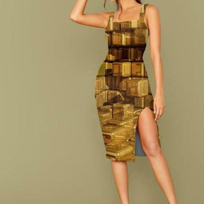 3D Dress Tiger Dresses Women Cheetah Side Slit Dresses Animal Bodycon
