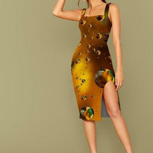 3D Dress Tiger Dresses Women Cheetah Side Slit Dresses Animal Bodycon
