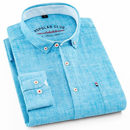 80% Cotton 20% Linen Shirts Longsleeve Shirt For Men Clothing Pure Colored Casual Hemp Camisa Masculina Mens Dress