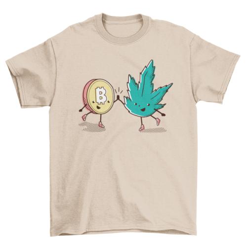Bitcoin Crypto with Happy Hemp leaf T-shirt