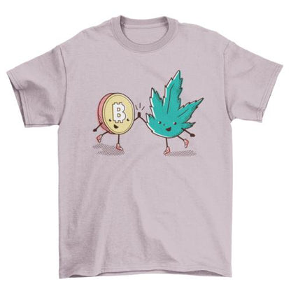 Bitcoin Crypto with Happy Hemp leaf T-shirt