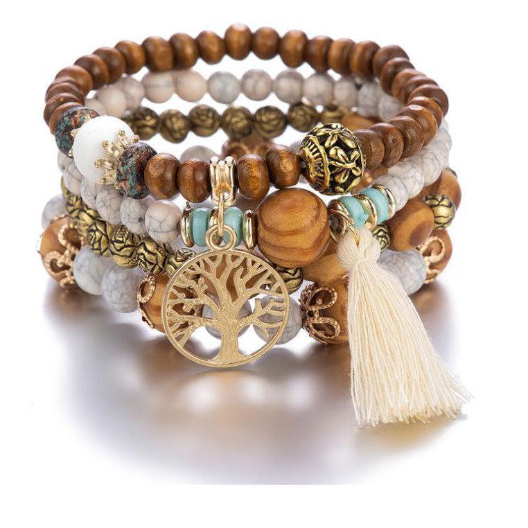 Bohemian style multi-layer wood bead beaded bracelet, factory direct supply jewelry, wholesale jewelry