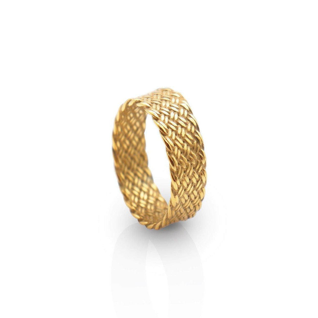 Chris April in stock PVD 18K gold plated Personalized wide version Braided mens ring with 316L stainless steel material