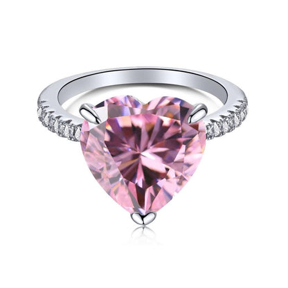 Dylam Heart Collection 8A/5A Cz Bling Diamond 925 Sterling Silver Engagement Custom Pink Heart Ring Wedding Rings Jewelry Women