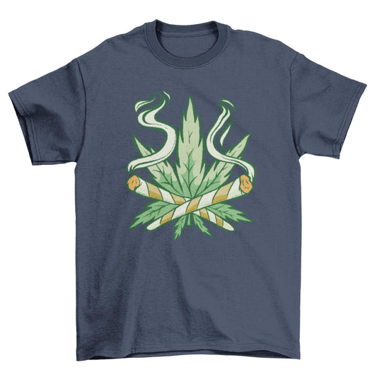 Hemp Leaf Cross Joint T-shirt Design