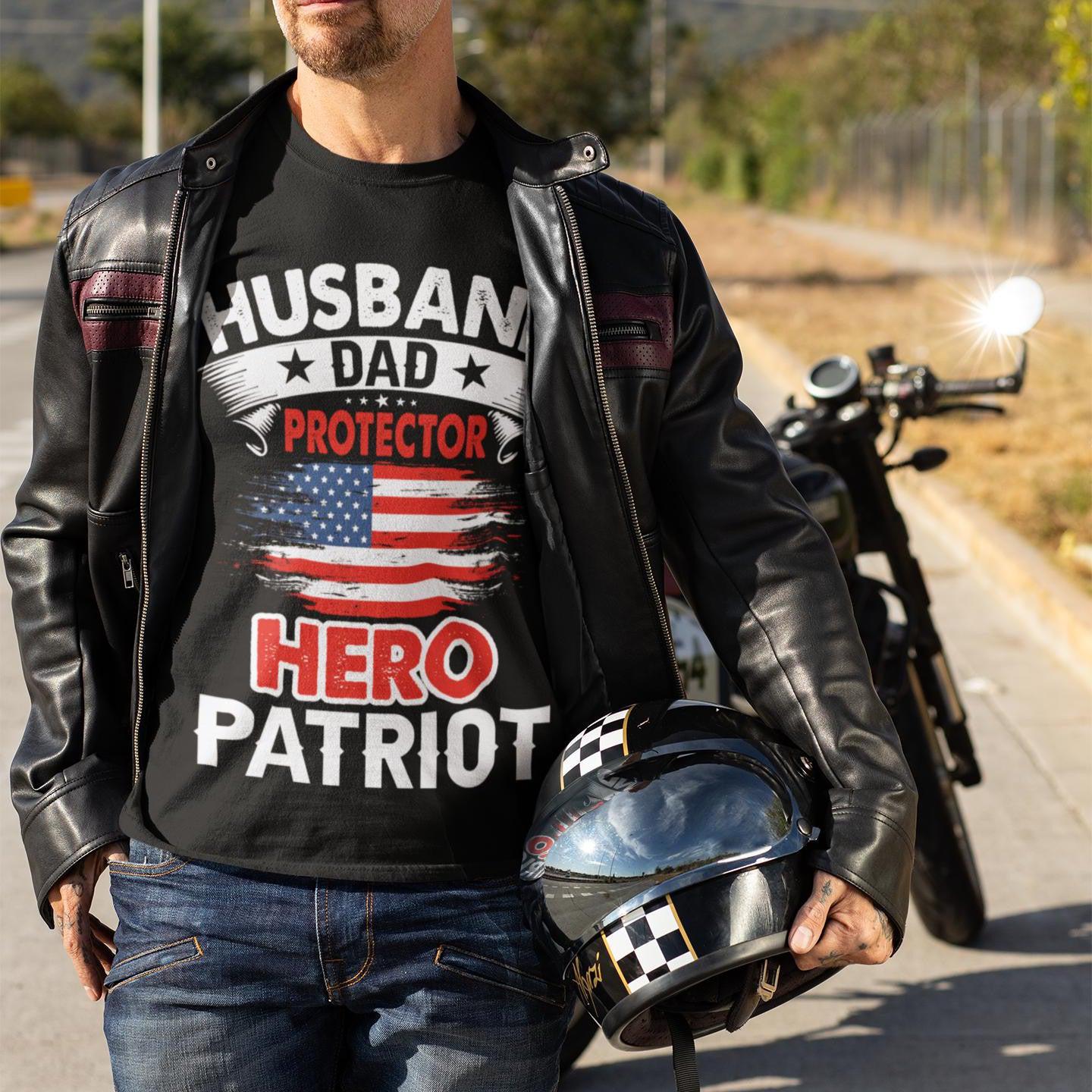 Husband, Dad, Protector, Hero, Patriot Short Sleeve T Shirt
