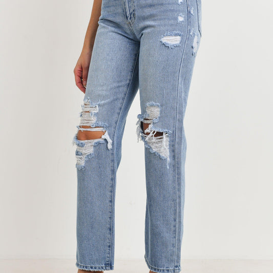 JBD HIGH WAISTED DISTRESSED LOOSE FIT JEAN