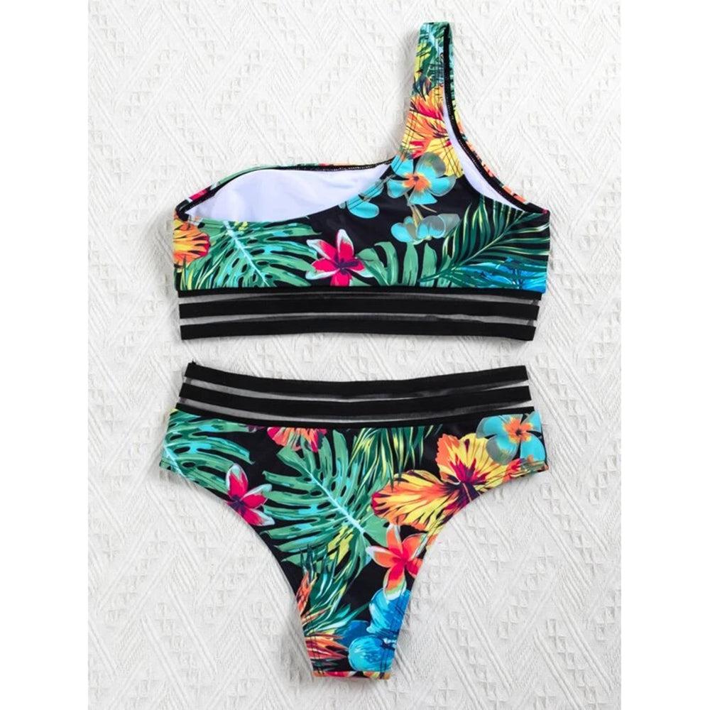 JSN6218 New Private Label African One Shoulder Top Print Beachwear Swimwear Women Custom Bikini Two Piece Swimsuit