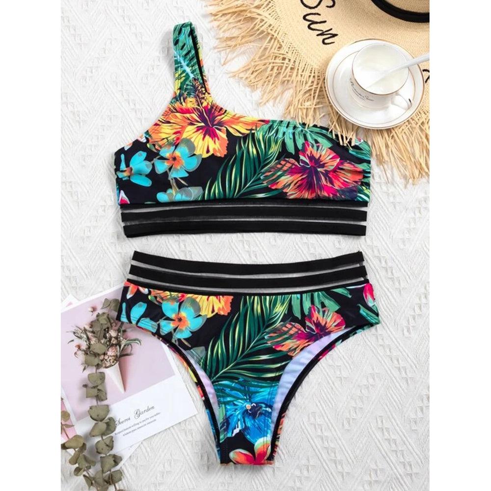 JSN6218 New Private Label African One Shoulder Top Print Beachwear Swimwear Women Custom Bikini Two Piece Swimsuit
