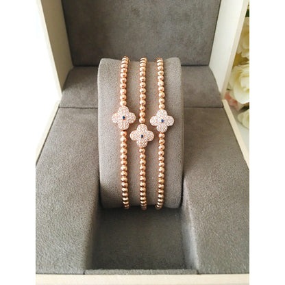 Lucky Clover Bracelet, Adjustable Rose Gold Bracelet