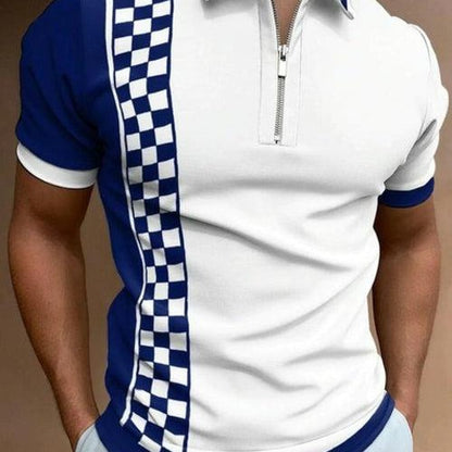 Luxury Men's Matching Clothing Polo Shirts Golf Wear Casual Plaid
