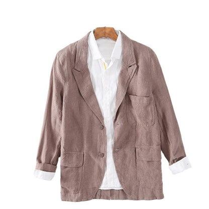 Mens Hemp Cotton Jackets Casual Loose Linen Blazer Multi-color Linen