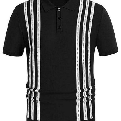 Men's Stripe Short Sleeve Polo Shirt