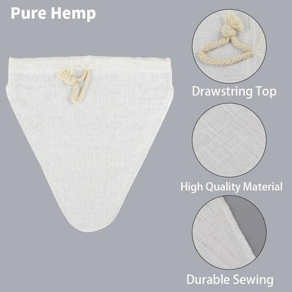 Natural color triangle nut milk bag cotton hemp nylon eco friendly nut milk filter bag