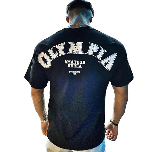 Olympia Cotton Gym Shirt Sport T Shirt Men Short Sleeve Running Shirt