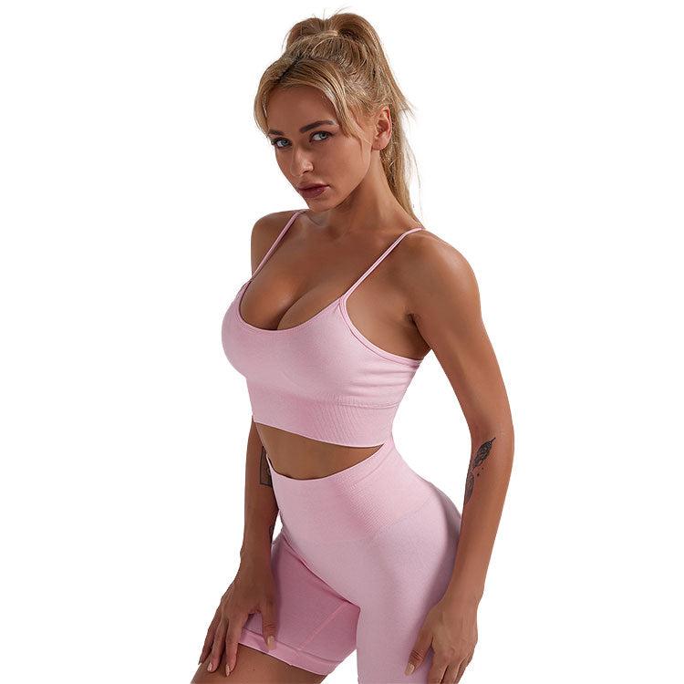 Popular seamless strappy Gym Wear Workout Clothing Women Yoga Gym Fitness Sets Sports Sportswear