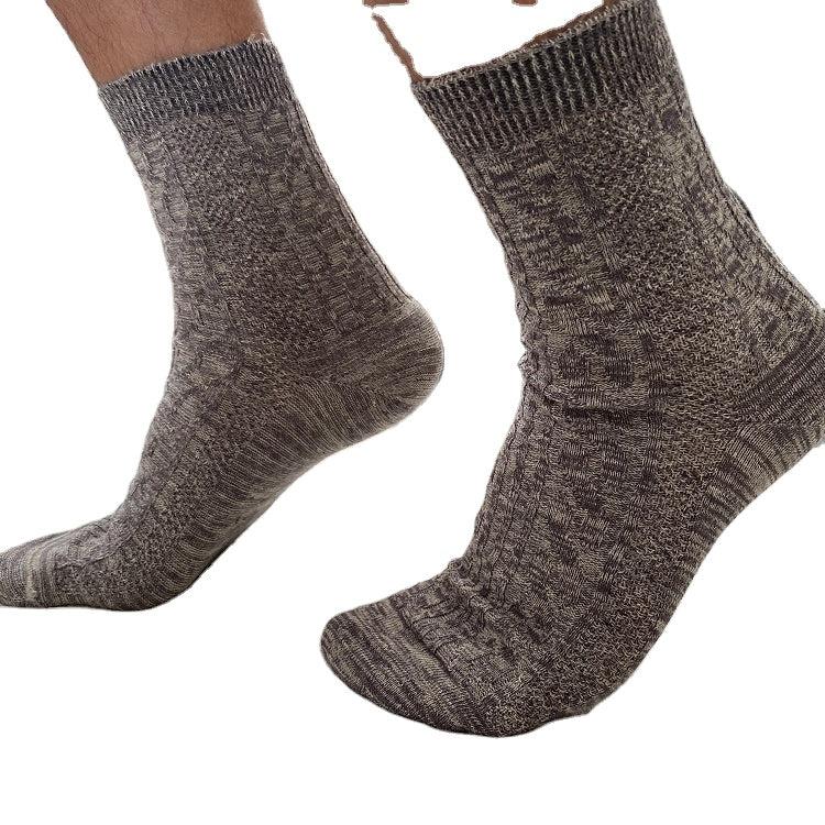 Pure Hemp Yarn Knitting Hand Link Toe Stripped Jacquard Men High Tube Customized Print Demand Organic 100% Hemp Socks