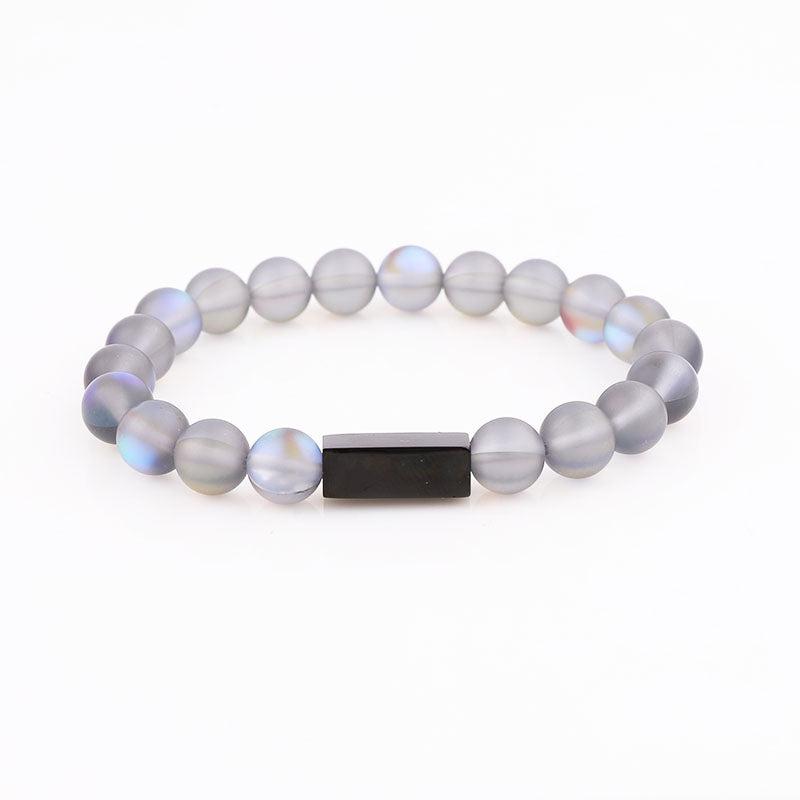 Renting Jewelry Making Custom Text Engrave Logo Stainless Steel Charm Natural Stone Beads Bracelet For Men