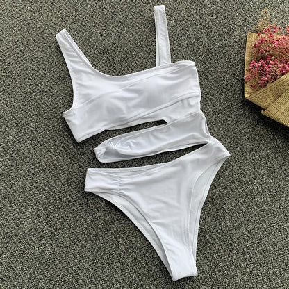Sexy White One Piece Swimsuit Women Cut Out Swimwear Push Up Monokini Beach Wear Bathing Suits Swimming Suit For Women